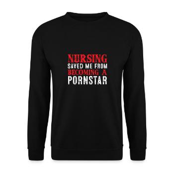 Nurse saved me from it, a star - Unisex Sweatshirt - black - Front - Alina (178cm) & Michal (187cm)