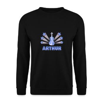 Geschenk für Arthur - Unisex Pullover - Schwarz - Vorne - Alina (178cm) & Michal (187cm)