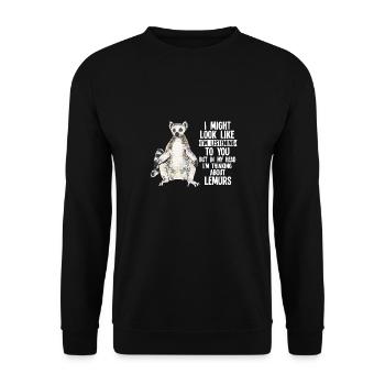 Lemur Catta Ring-tailed lemur - Unisex Sweatshirt - black - Front - Alina (178cm) & Michal (187cm)