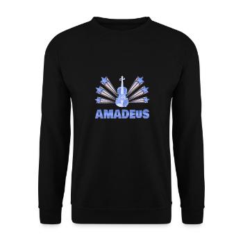 Geschenk für Amadeus - Unisex Pullover - Schwarz - Vorne - Alina (178cm) & Michal (187cm)