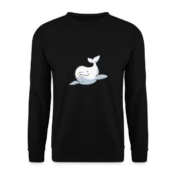 Weißwal Beluga Wal - Unisex Pullover - Schwarz - Vorne - Alina (178cm) & Michal (187cm)
