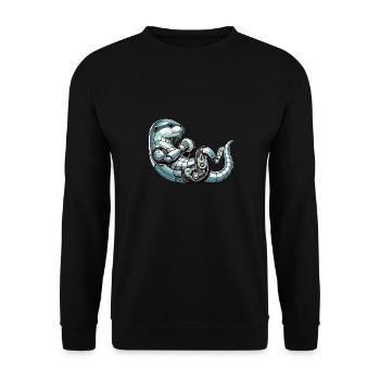 Otter Roboter, Robootter, Roboter-Otter - Unisex Pullover - Schwarz - Vorne - Alina (178cm) & Michal (187cm)