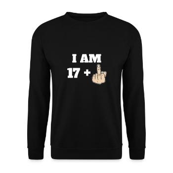 I Am 17 + 1 Sarcastic Funny 18th Birthday Turning - Unisex Pullover - Schwarz - Vorne - Alina (178cm) & Michal (187cm)