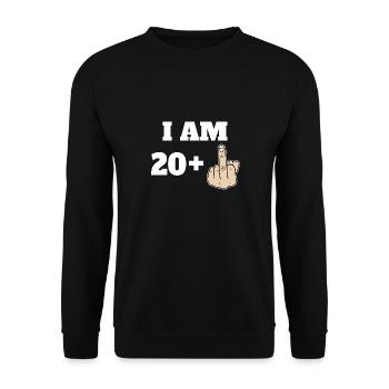 I Am 20 + 1 Sarcastic Funny 21st Birthday Turning - Unisex Pullover - Schwarz - Vorne - Alina (178cm) & Michal (187cm)