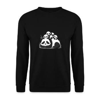 Niedlicher Panda Bambus Wald Tier Tierwelt für - Unisex Pullover - Schwarz - Vorne - Alina (178cm) & Michal (187cm)