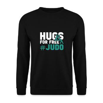 Judo Umarmungen für kostenlos lustige Kampfkünste und Judoka - Unisex Pullover - Schwarz - Vorne - Alina (178cm) & Michal (187cm)