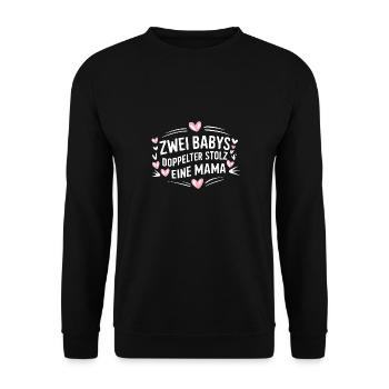 Twin Mom Zwillingsmutter Mama von Zwillingen - Unisex Pullover - Schwarz - Vorne - Alina (178cm) & Michal (187cm)