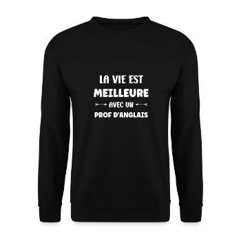 prof anglais - Sweat-shirt Unisexe - noir - Devant - Alina (178cm) & Michal (187cm)