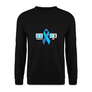 Krebs 0 me 01 hellblaues Band Prostatakrebs - Unisex Pullover - Schwarz - Vorne - Alina (178cm) & Michal (187cm)