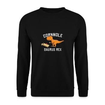 Cornhole Saurus Rex Dino Dinosaur Boy Playing - Unisex Pullover - Schwarz - Vorne - Alina (178cm) & Michal (187cm)