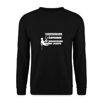 Berg mit joseph oder aufgeben - Unisex Pullover - Schwarz - Vorne - Alina (178cm) & Michal (187cm)
