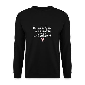 Verrückte Tanten machen die Welt viel schöner - Unisex Pullover - Schwarz - Vorne - Alina (178cm) & Michal (187cm)