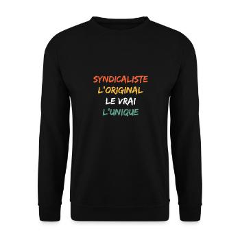 l'original le vrai Syndicaliste - Sweat-shirt Unisexe - noir - Devant - Alina (178cm) & Michal (187cm)