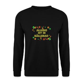 Kindergeburtstag Allesio - Unisex Pullover - Schwarz - Vorne - Alina (178cm) & Michal (187cm)