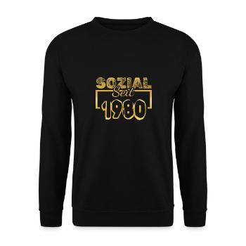 Jahr 1980 - Unisex Pullover - Schwarz - Vorne - Alina (178cm) & Michal (187cm)