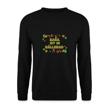 Geschenk für Basil - Unisex Pullover - Schwarz - Vorne - Alina (178cm) & Michal (187cm)