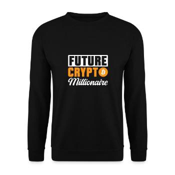 Bitcoin Kryptowährung BTC Crypto Trader - Unisex Pullover - Schwarz - Vorne - Alina (178cm) & Michal (187cm)