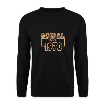 Sozial 1970 - Unisex Pullover - Schwarz - Vorne - Alina (178cm) & Michal (187cm)