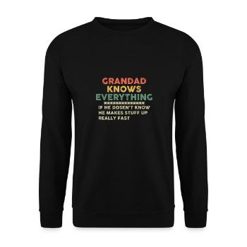 Grandad Knows Everything - Sweat-shirt Unisexe - noir - Devant - Alina (178cm) & Michal (187cm)