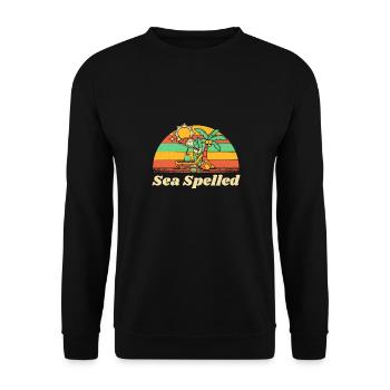 Sea Spelled Beach Sayings Ocean Quotes Summer - Unisex Pullover - Schwarz - Vorne - Alina (178cm) & Michal (187cm)