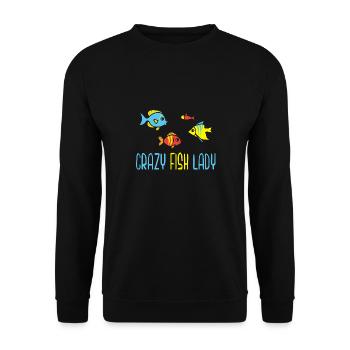 Crazy Fish Lady Aquarist Fish Keeper - Unisex Sweatshirt - black - Front - Alina (178cm) & Michal (187cm)