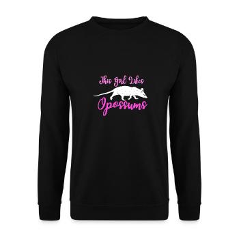 Une fille aime les opossums, la faune, les - Sweat-shirt Unisexe - noir - Devant - Alina (178cm) & Michal (187cm)