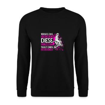 Bikerin Motorradfahrerin Kein Krönchen Geschenk Bi - Unisex Pullover - Schwarz - Vorne - Alina (178cm) & Michal (187cm)