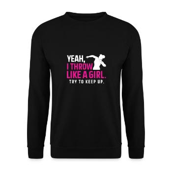 Kugelstoßen Werfen Leichtathletik - Unisex Pullover - Schwarz - Vorne - Alina (178cm) & Michal (187cm)
