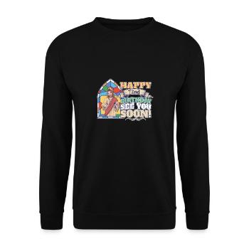 Happy 72ndBirthday See You Soon Funny Jesus Meme - Unisex Sweatshirt - black - Front - Alina (178cm) & Michal (187cm)
