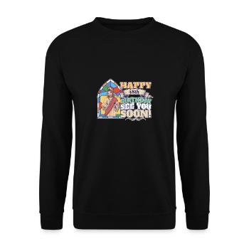 Happy 48th Birthday See You Soon Funny Jesus Meme - Unisex Sweatshirt - black - Front - Alina (178cm) & Michal (187cm)