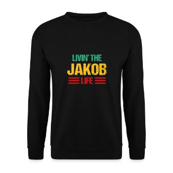 Jakob - Unisex Pullover - Schwarz - Vorne - Alina (178cm) & Michal (187cm)