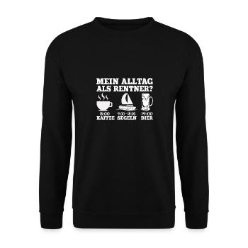 Renteneintritt Geschenk Segeln Segelboot Segler - Unisex Pullover - Schwarz - Vorne - Alina (178cm) & Michal (187cm)