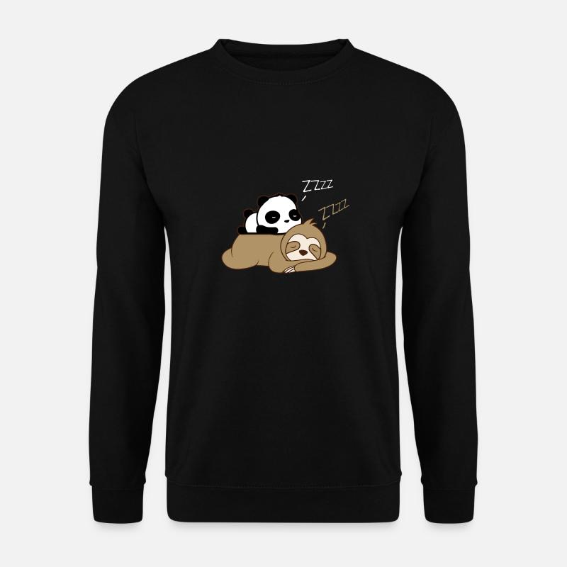 Cute panda sleeping on sloth - Unisex Sweatshirt - black
