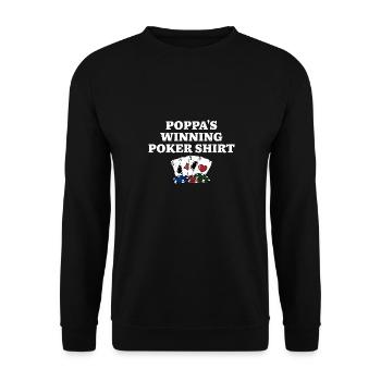 Poppa's Winning Poker Shirt Poker Player Dad - Unisex Sweatshirt - black - Front - Alina (178cm) & Michal (187cm)