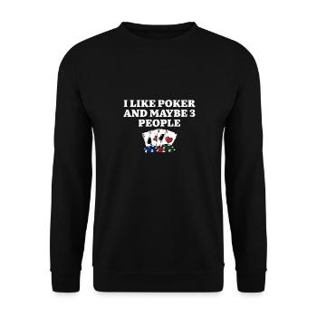 J’aime le poker et peut-être 3 personnes introverties poker - Sweat-shirt Unisexe - noir - Devant - Alina (178cm) & Michal (187cm)