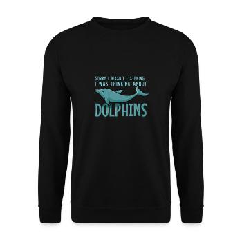 Delfine Sea Animal Ironic Zitat Ocean - Unisex Pullover - Schwarz - Vorne - Alina (178cm) & Michal (187cm)