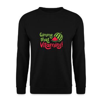 Gimme Vitamins Ironic Watermelon Tropical Melon - Unisex Pullover - Schwarz - Vorne - Alina (178cm) & Michal (187cm)