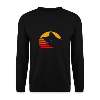 Black Cat with Blue Eyes - Unisex Sweatshirt - black - Front - Alina (178cm) & Michal (187cm)