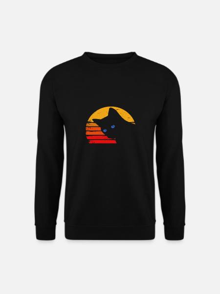 Black Cat with Blue Eyes - Unisex Sweatshirt - black
