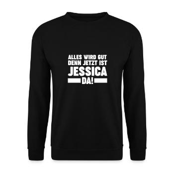 Vorname Jessica - Unisex Pullover - Schwarz - Vorne - Alina (178cm) & Michal (187cm)