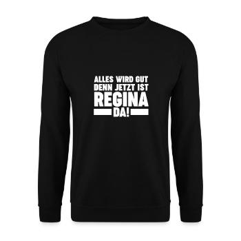 Vorname Regina - Unisex Pullover - Schwarz - Vorne - Alina (178cm) & Michal (187cm)