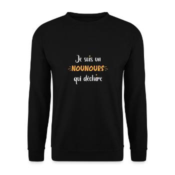 nounours - Sweat-shirt Unisexe - noir - Devant - Alina (178cm) & Michal (187cm)