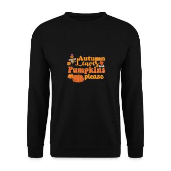 Hello Autumn Leaves and Pumpkins Please Scarecrow - Unisex Pullover - Schwarz - Vorne - Alina (178cm) & Michal (187cm)