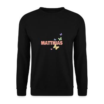 Vorname Matthias - Unisex Pullover - Schwarz - Vorne - Alina (178cm) & Michal (187cm)