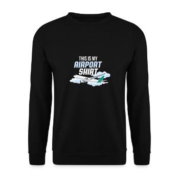 This Is My Airport Shirt Vacation Trip Traveler - Unisex Sweatshirt - black - Front - Alina (178cm) & Michal (187cm)