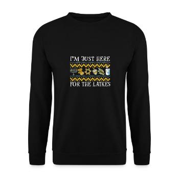 Jewish Hanukkah Ugly Christmas I'm Just Here for - Unisex Sweatshirt - black - Front - Alina (178cm) & Michal (187cm)