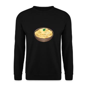 Kartoffelbrei Kartoffelpüree - Unisex Pullover - Schwarz - Vorne - Alina (178cm) & Michal (187cm)