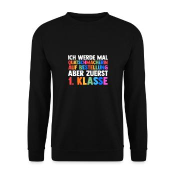 Garderie Sortants Première Primaire Inscription Écolier - Sweat-shirt Unisexe - noir - Devant - Alina (178cm) & Michal (187cm)