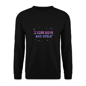 I Kiss Boys and Girls Bisexual Dating Bi Flirting - Unisex Sweatshirt - black - Front - Alina (178cm) & Michal (187cm)