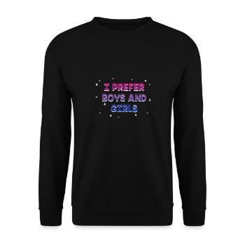 I Prefer Boys and Girls Bisexual LGBTQ Bi Pride - Unisex Sweatshirt - black - Front - Alina (178cm) & Michal (187cm)